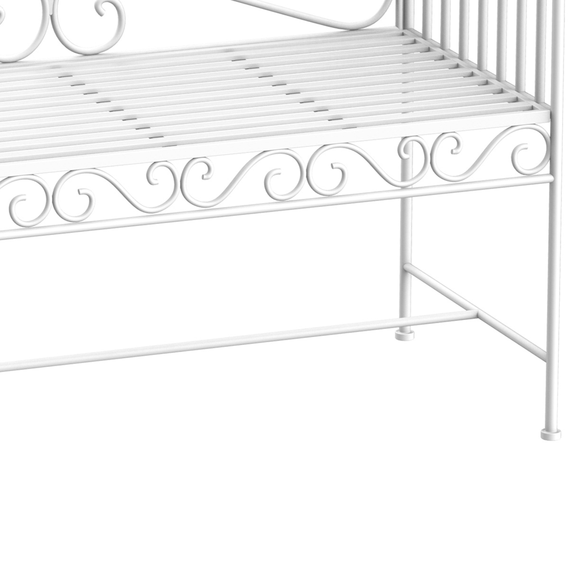 Outsunny 2-Seater White Metal Garden Bench with Backrest