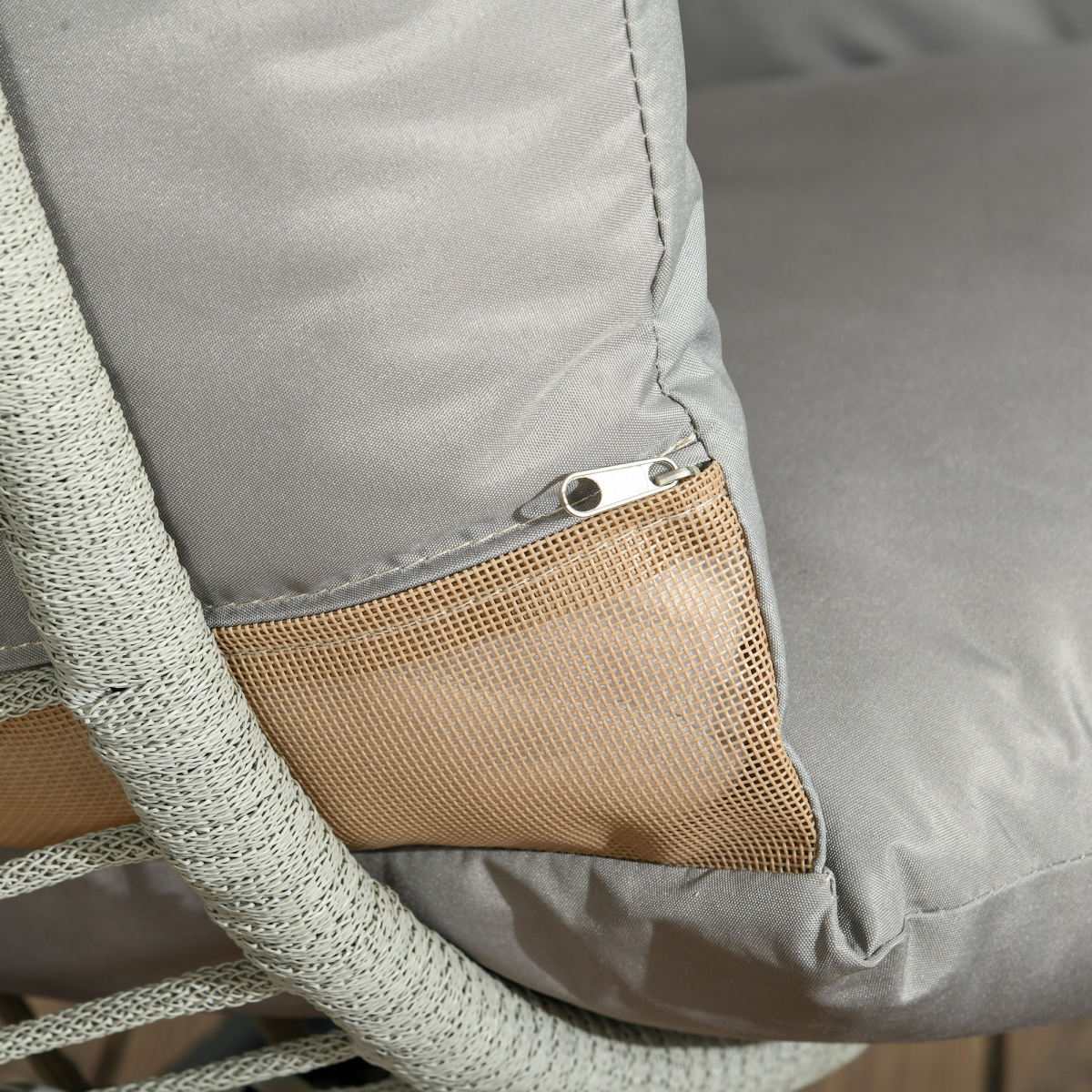 Outsunny Grey Hanging Swing Chair with Thick Cushion and Cup Holders