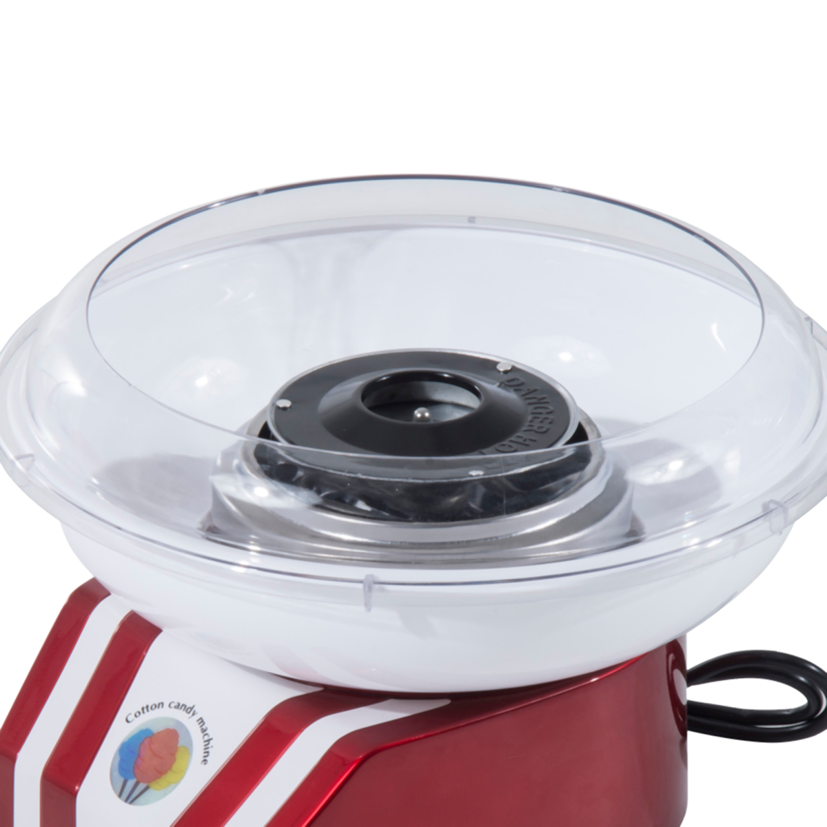 HOMCOM 450W Candy Floss Machine with Stainless Steel Cover, Bamboo Sticks and Aluminium Turntable