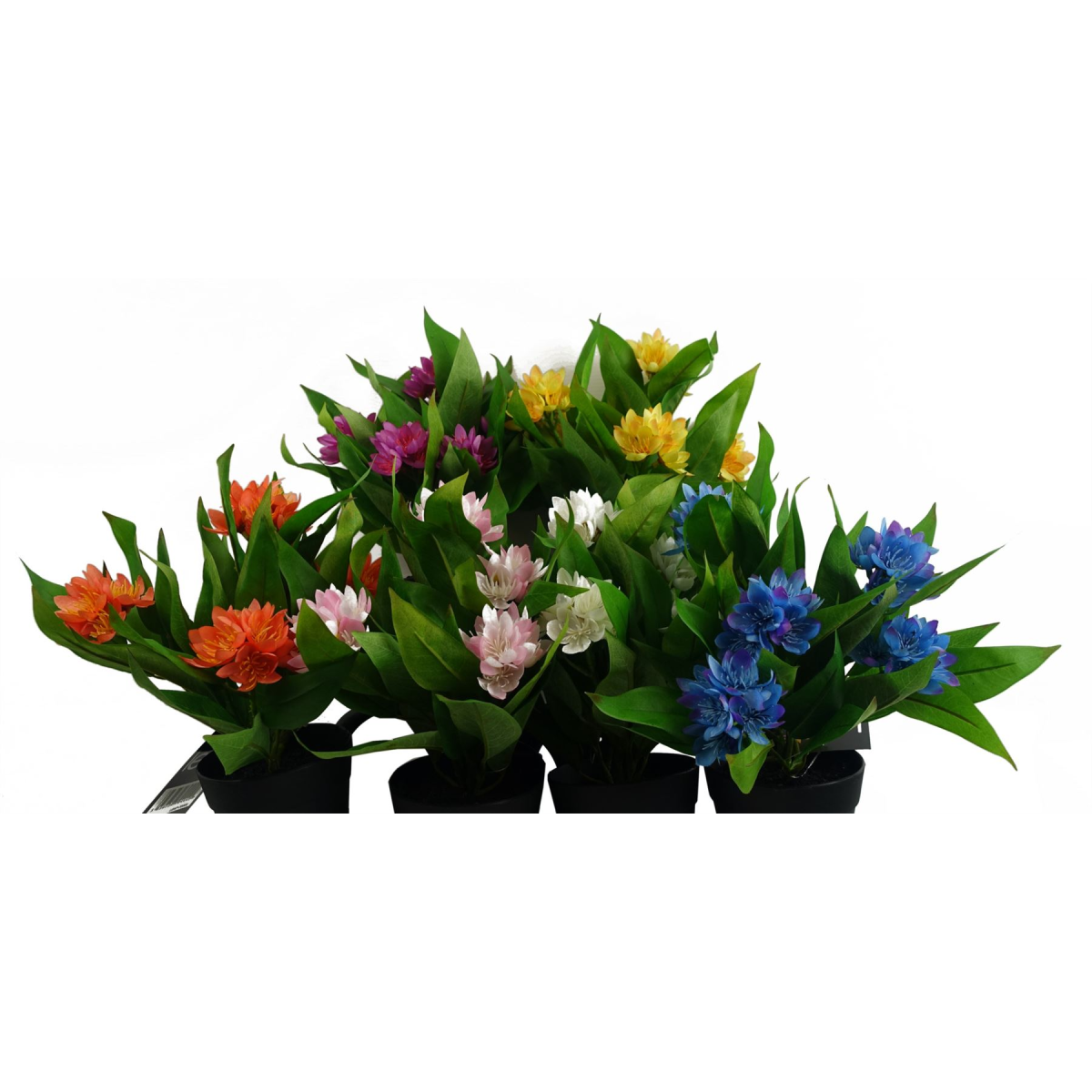 Leaf Pack of 3 Artificial Freesia Plants, Pink, Blue and White, 18cm
