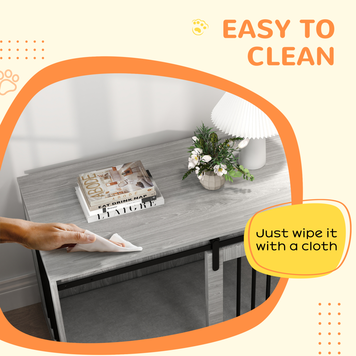 PawHut Dog Crate Furniture Side Table for Extra Large Dogs, Grey