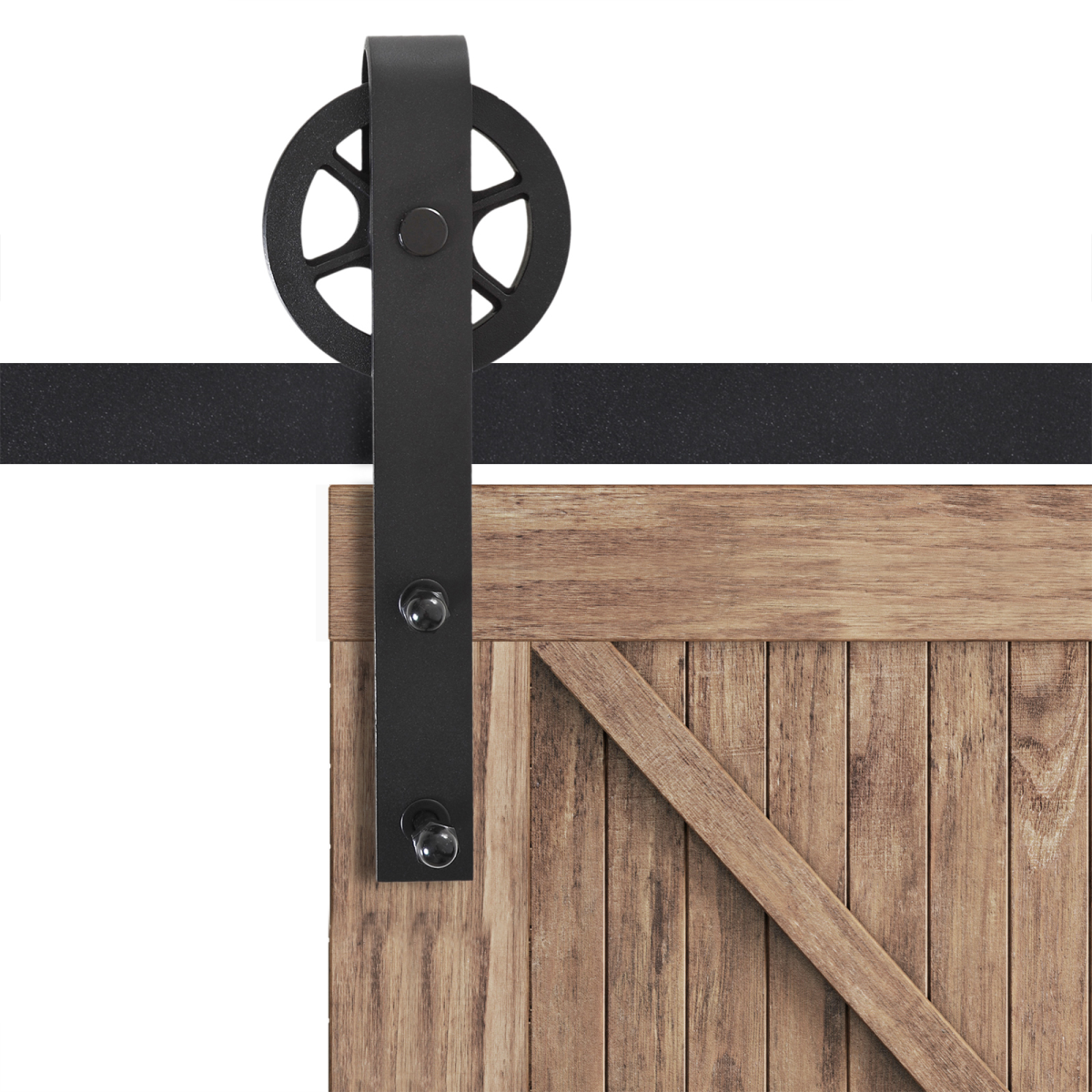 HOMCOM Sliding Barn Door Hardware Kit, 6.6 Ft, Carbon Steel, Hardware Only, for 34-40 mm Door Panels