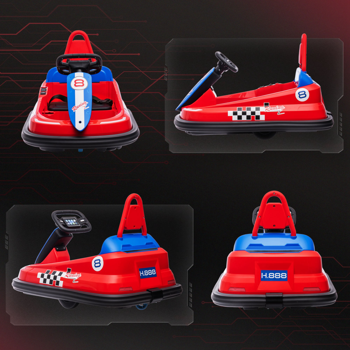 HOMCOM 6V Kids Bumper Car, 360° Spin, 2 Speeds, Music & Horn