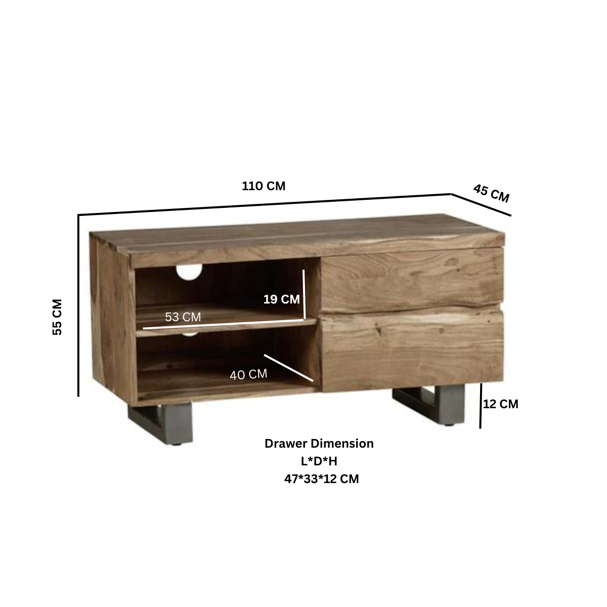 Baltic Live Edge 2 Door Small Tv