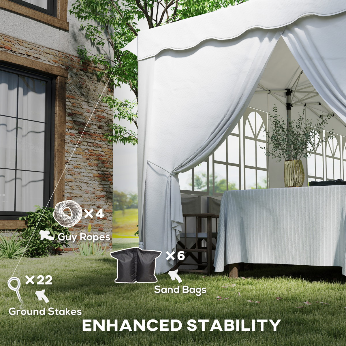 Outsunny 3x6m Pop Up Gazebo with Sides, UPF50+, Carry Bag, White