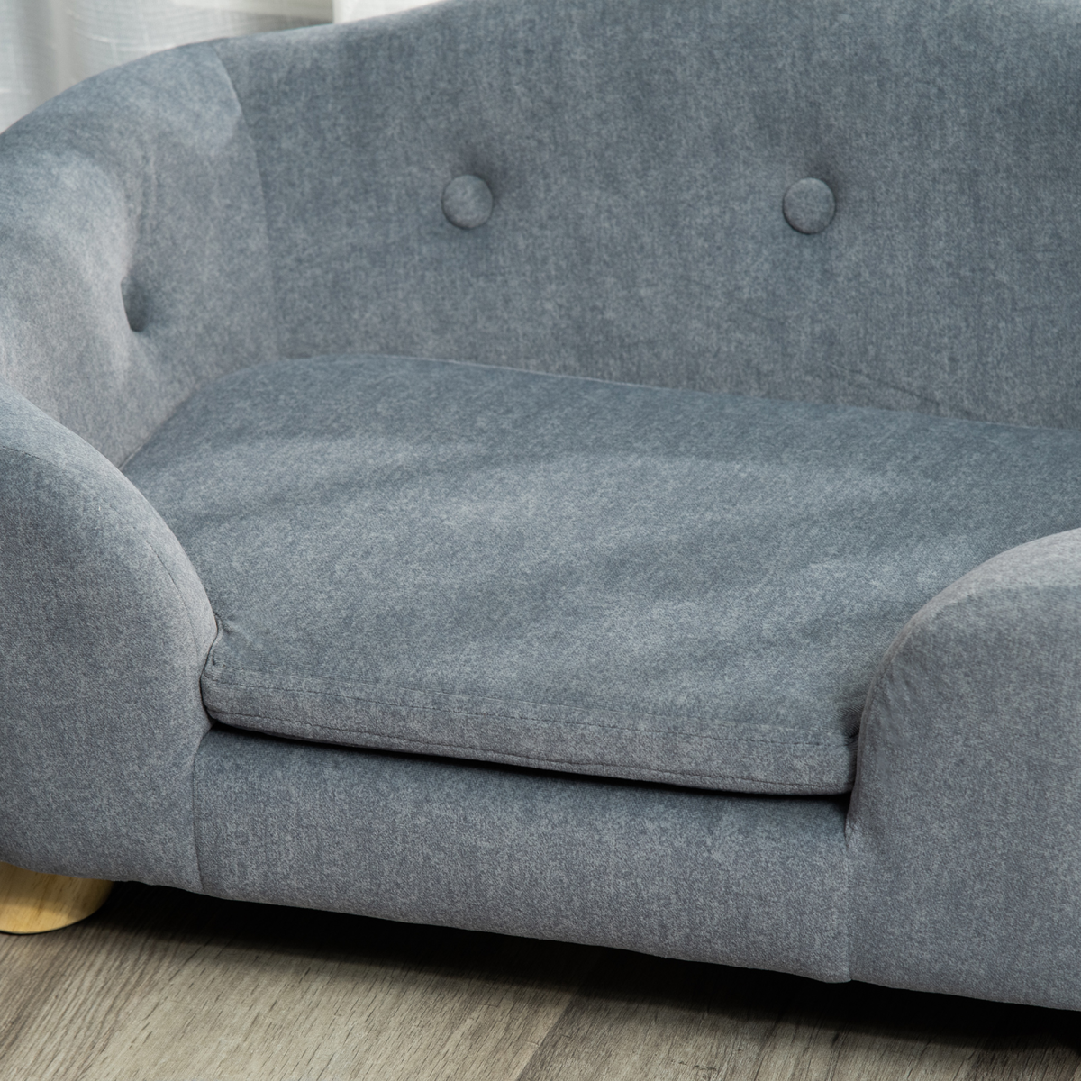 Grey Pet Sofa Dog Couch for Small Dogs, Short Plush, 70 x 47 x 30 cm