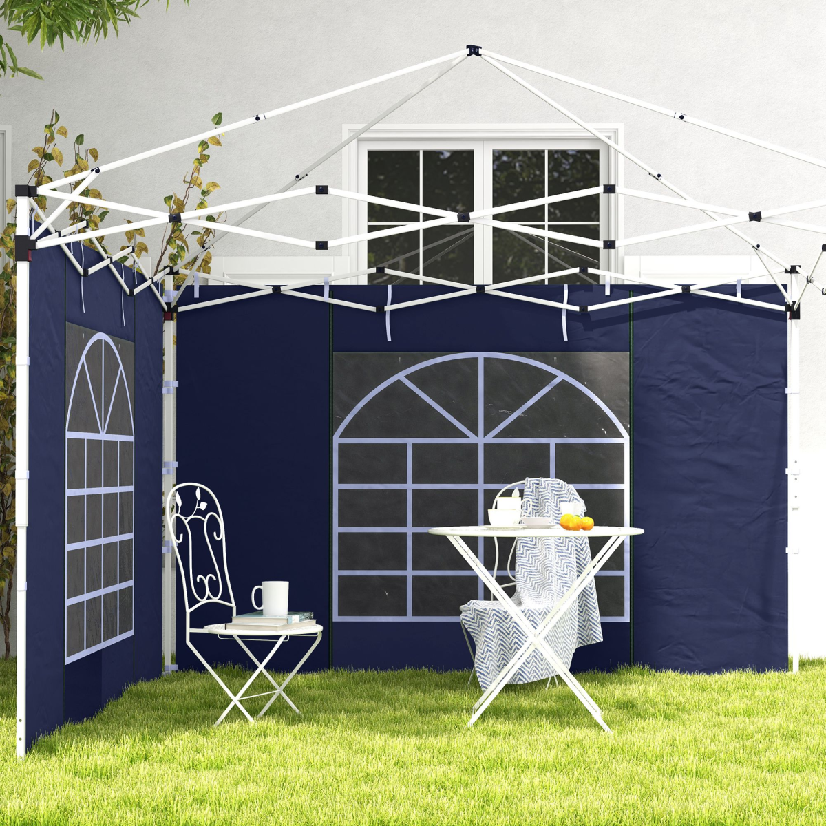 Outsunny Blue Gazebo Side Panels Replacement for 3x3m/3x6m Canopy, 2 Pack