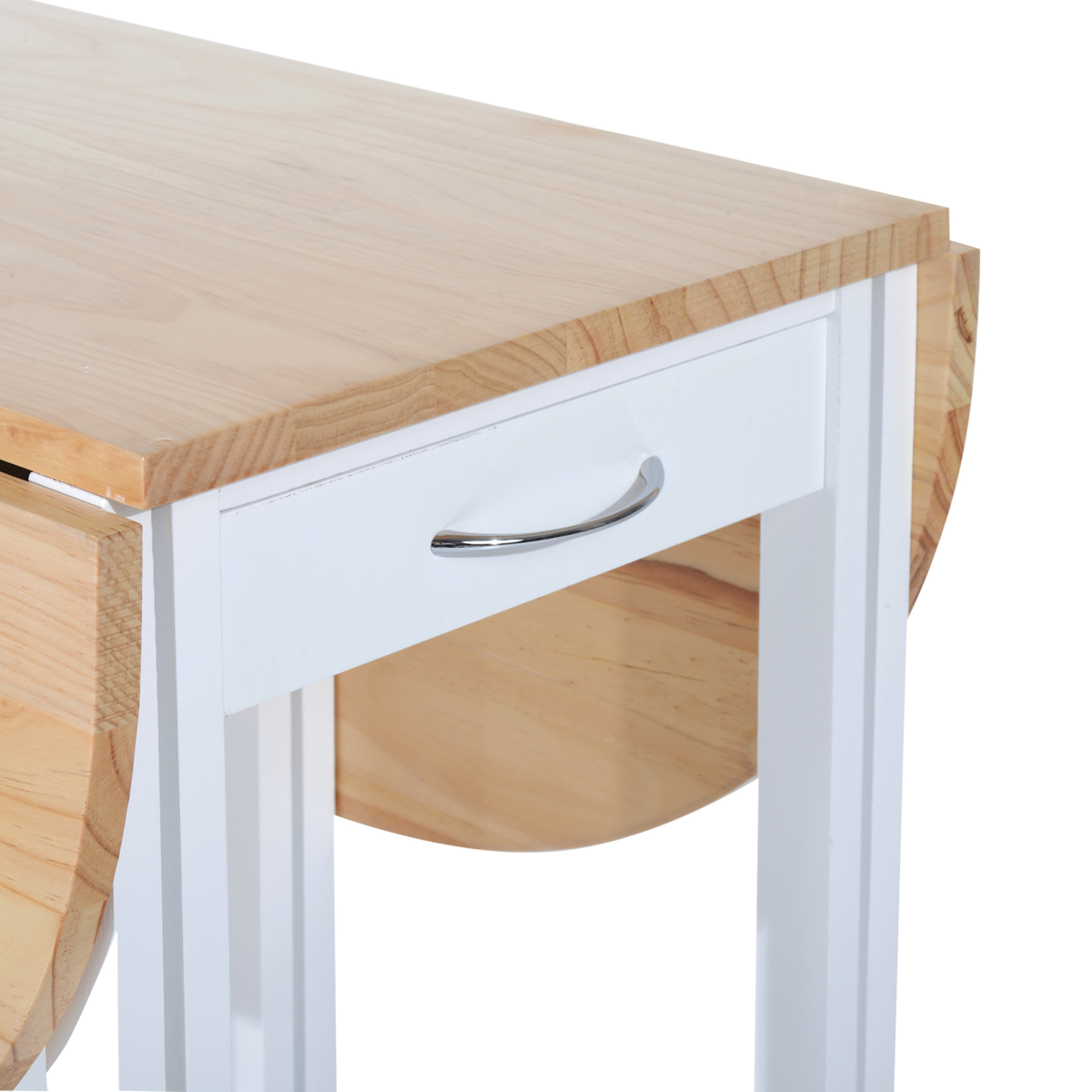 3-Piece Folding Dining Set with Rolling Cart and Stools