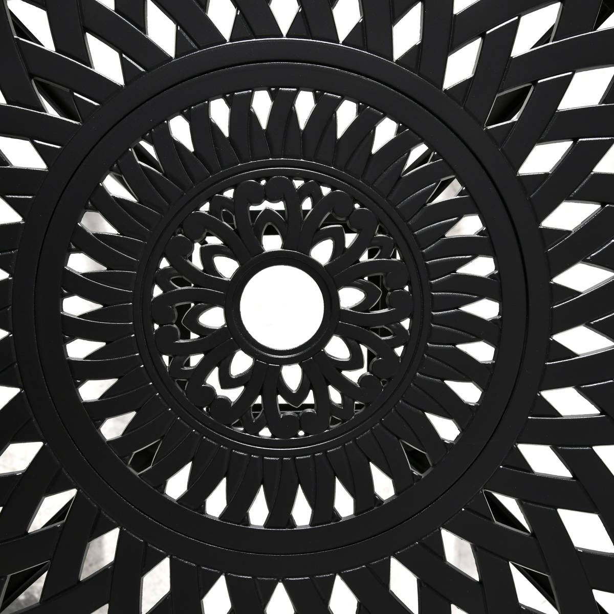 78cm Round Garden Dining Table with Parasol Hole Cast Aluminium Black