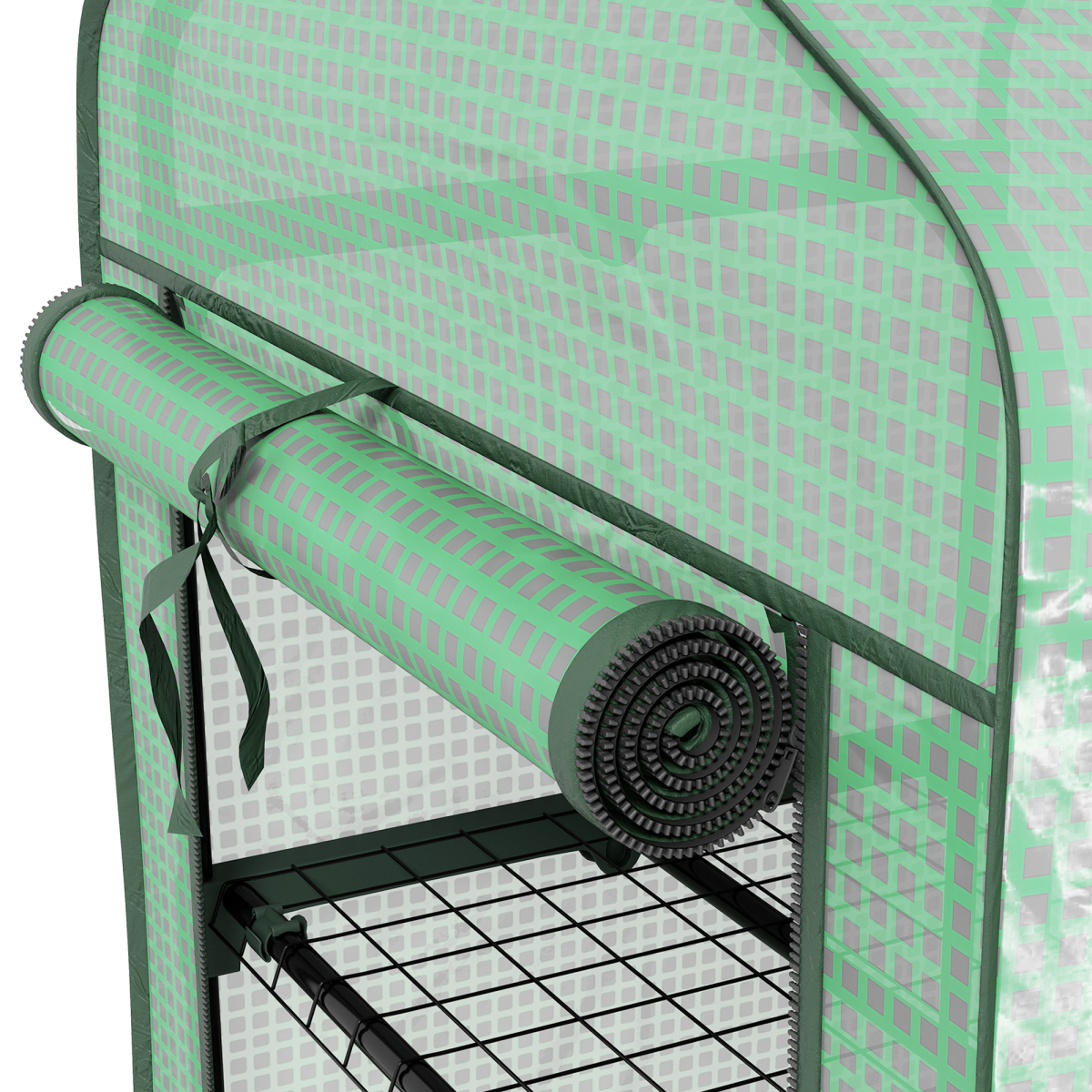 Outsunny Portable Mini Greenhouse with Wheels and Roll-Up Door, Green