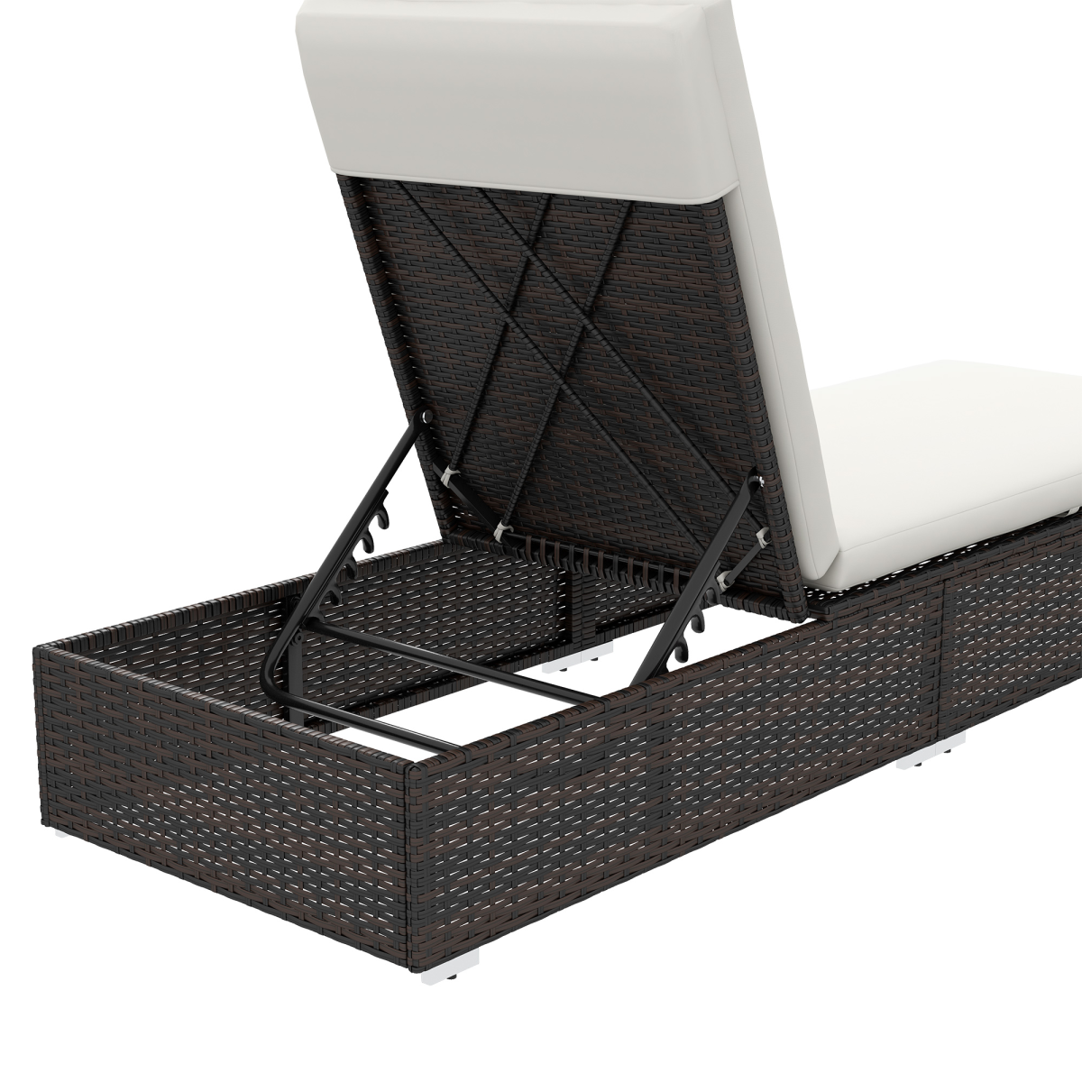 Outsunny Set of 2 Rattan Sun Loungers with Adjustable Back, Brown