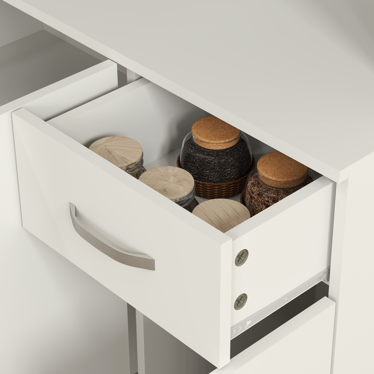 HOMCOM Freestanding Kitchen Storage Cabinet with Doors and Drawer, Cream White