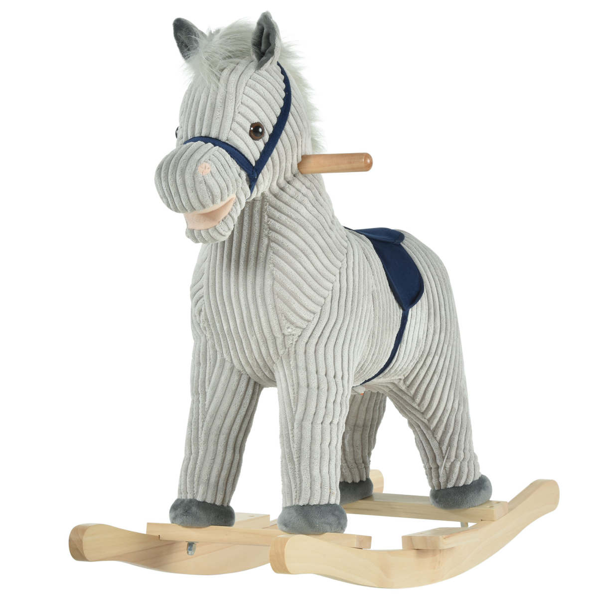 HOMCOM Kids Rocking Horse Ride-On with Sound, Wooden Base