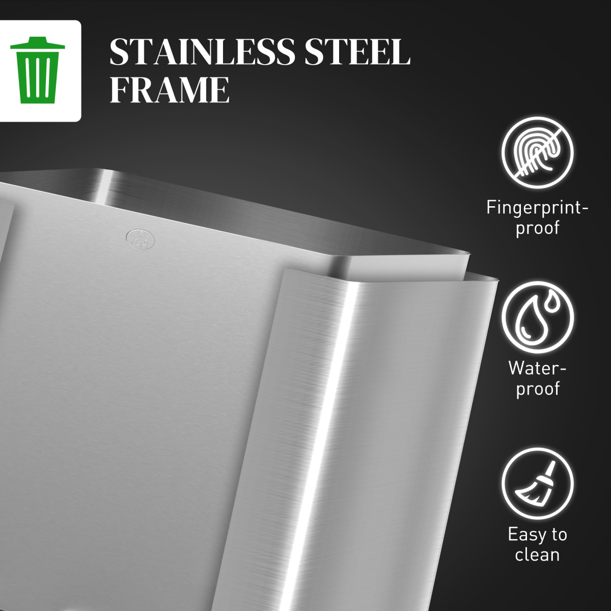 HOMCOM 45L Triple Kitchen Pedal Bin for Recycling and Waste, Silver