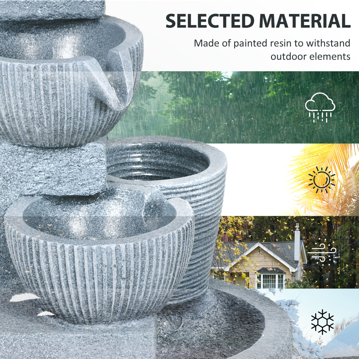 Outsunny Solar Outdoor Water Fountain with LED Lights
