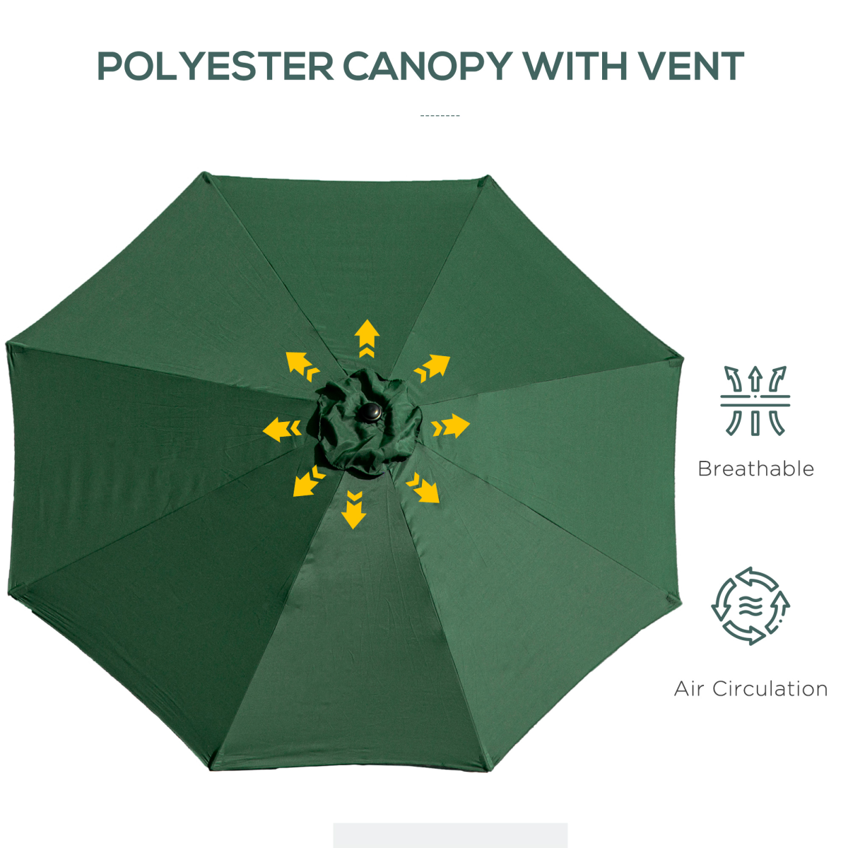 3m Patio Umbrella Outdoor Sunshade Canopy with Tilt and Crank, Green