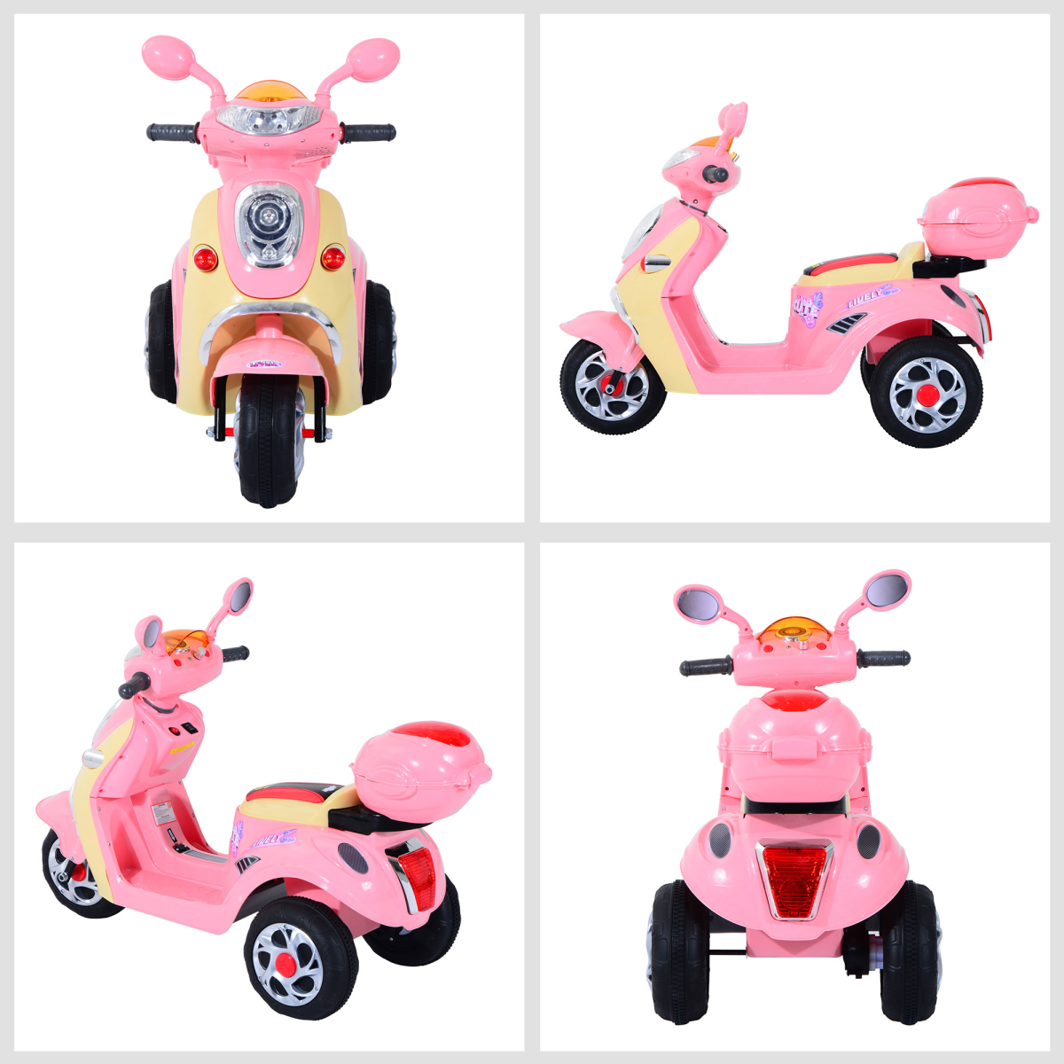 HOMCOM Kids Electric Ride On Motorbike, 3-Wheel Battery Tricycle with Headlight, Music, Forward/Backward Control, Ages 3-5