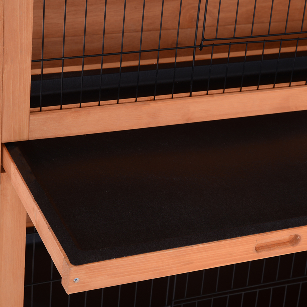 PawHut Outdoor Two-Tier Rabbit Hutch for Two Rabbits with Removable Trays and Divider