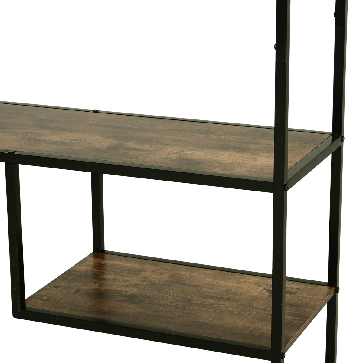 Industrial 6-Tier Bookshelf with Metal Frame, Display Rack