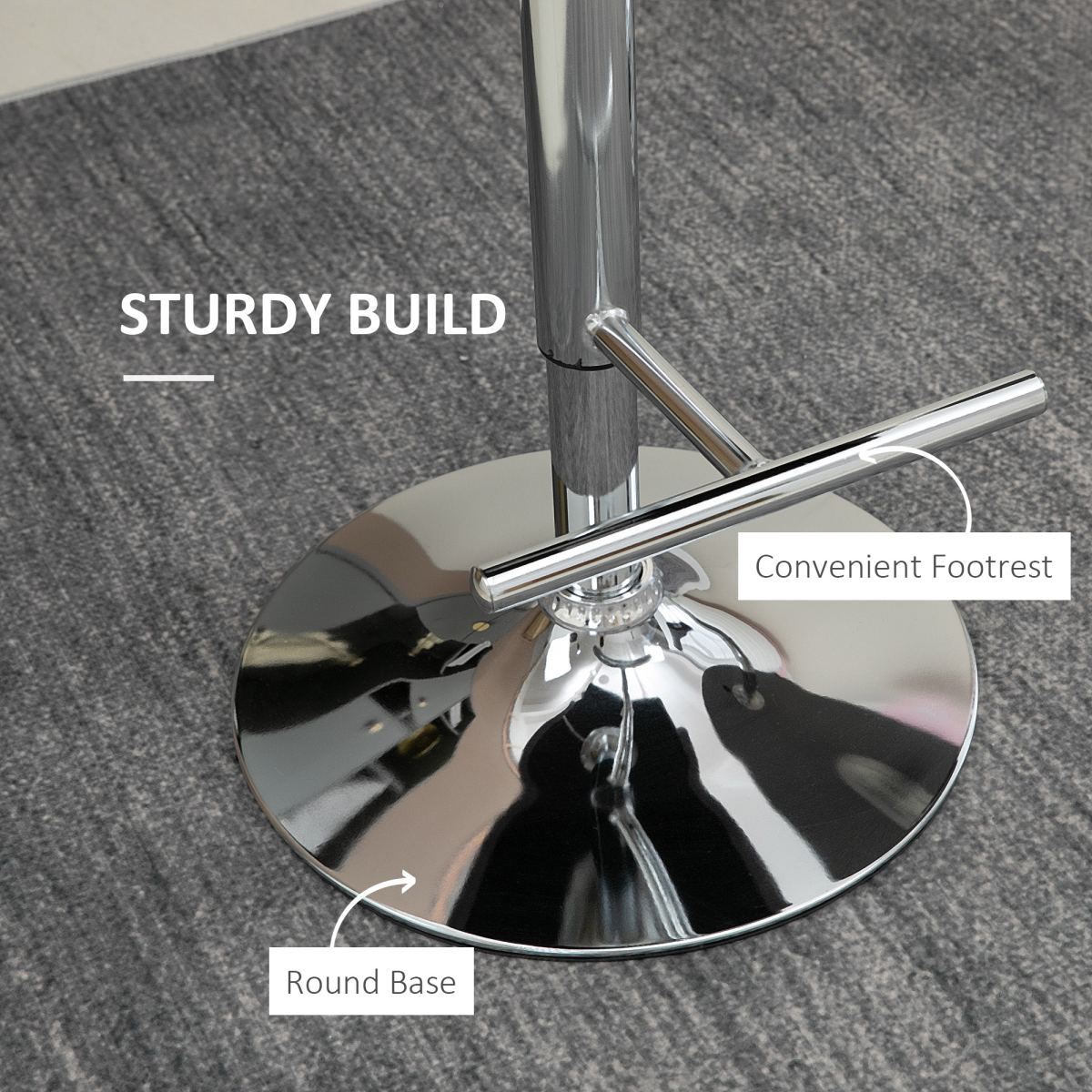 HOMCOM Set of 2 Adjustable Swivel Bar Stools with Backrest, Grey