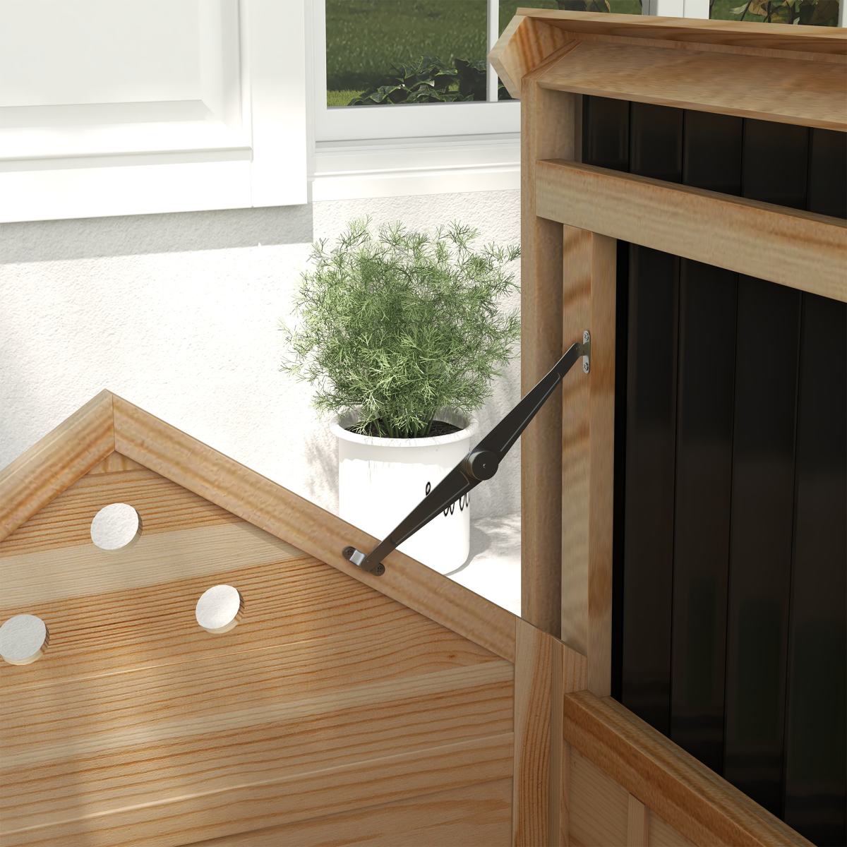 PawHut Wooden Duck House Poultry Coop with Double Doors, Openable Roof