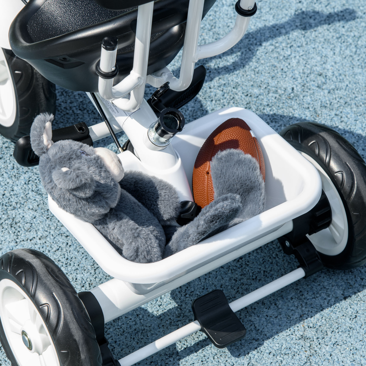 HOMCOM 6-in-1 Kids Tricycle with Removable Push Handle, White