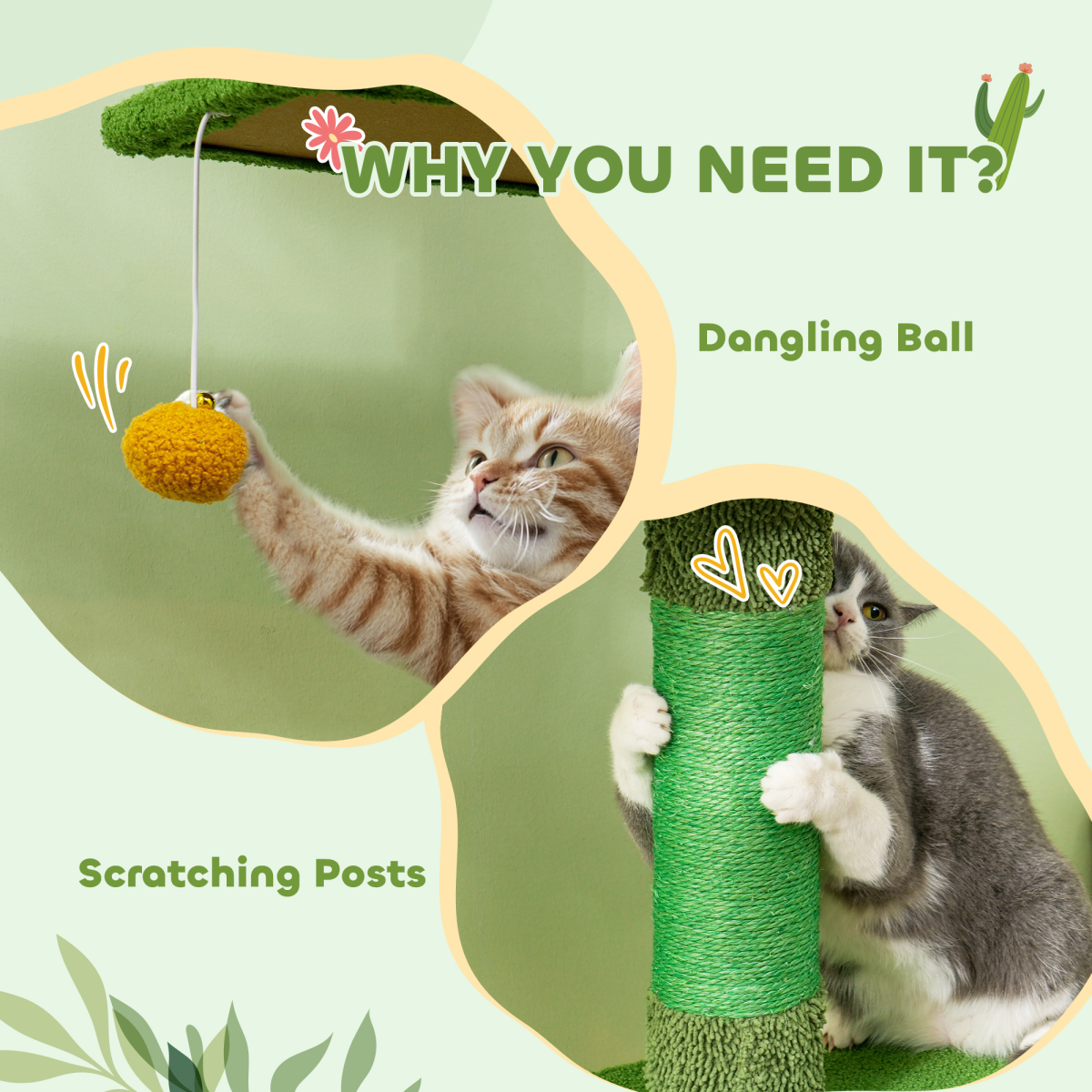 PawHut Adjustable Floor-to-Ceiling Indoor Cat Tree with House & Hammock