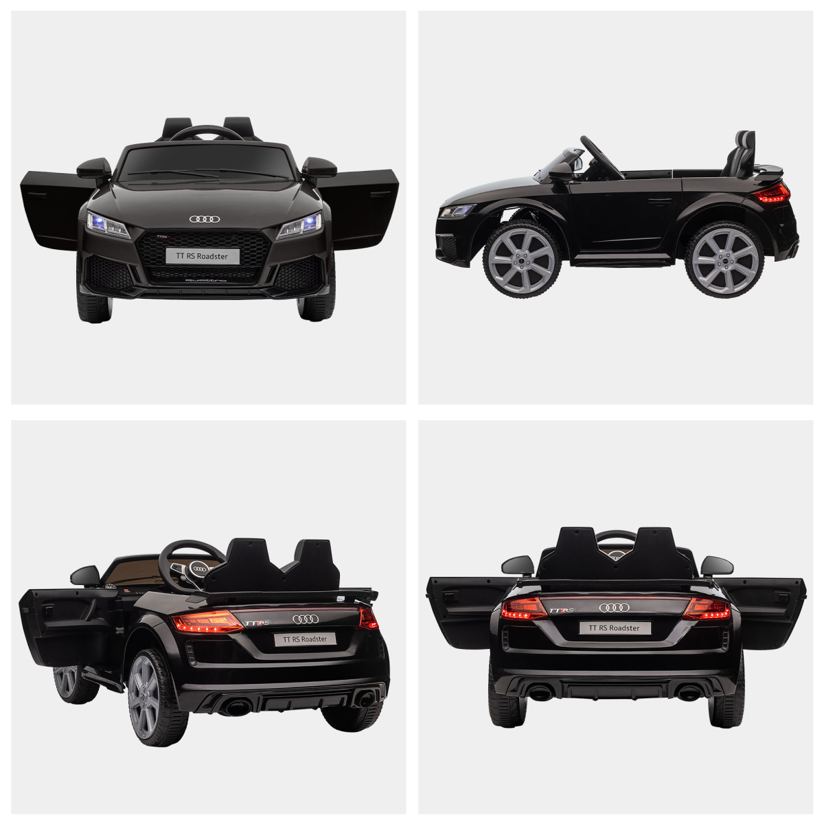 Licensed Audi TT RS 12V Electric Ride On Car with Remote Control, Headlights and MP3 - Black