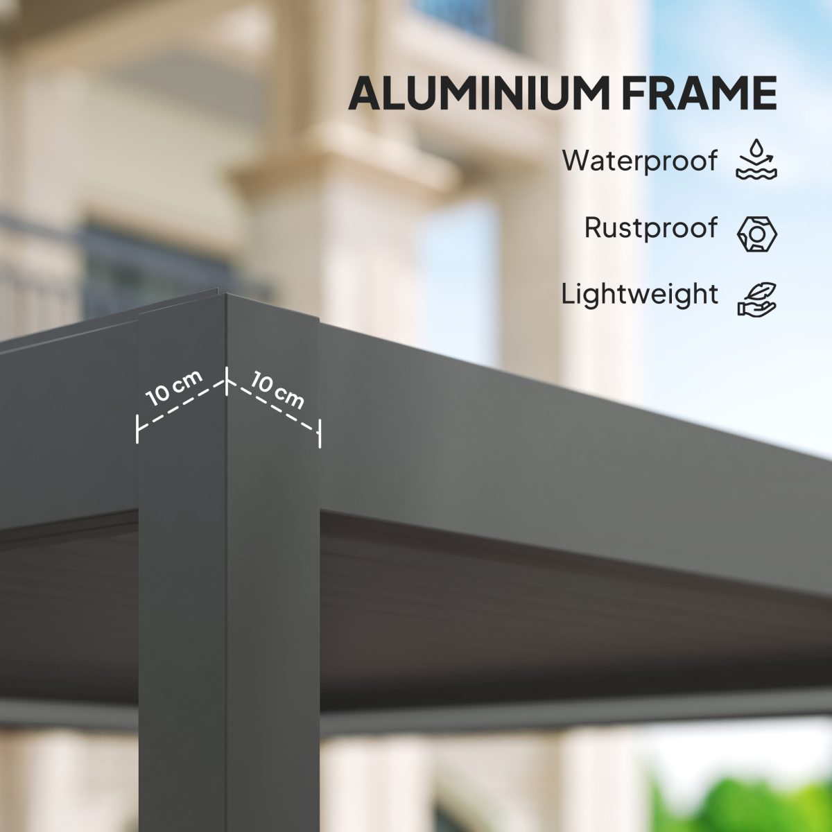 Outsunny 3x3m Electric Louvered Aluminium Pergola with LED Lights