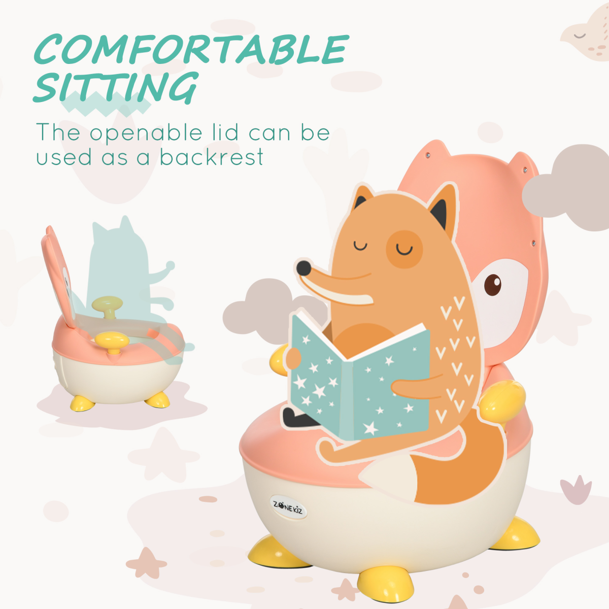 ZONEKIZ Infant Potty Training Toilet with Splash Guard, Non-Slip Feet