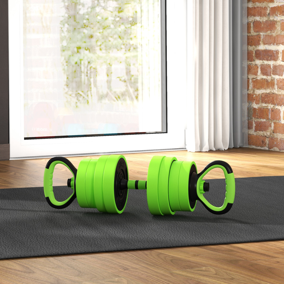 AIYAPLAY 30kg 4-in-1 Dumbbell Set: Barbell, Kettlebell & Push-Up Stands