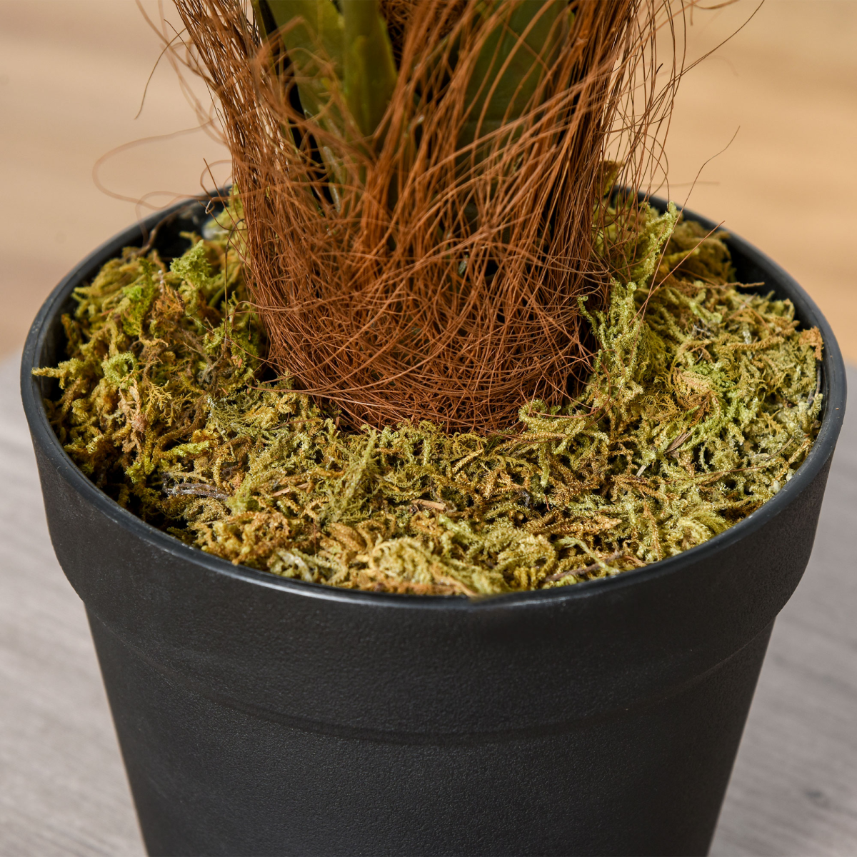Outsunny Artificial Palm Tree, 8 Leaves, Fake Tropical Plant with Cement-Filled Pot, 60cm