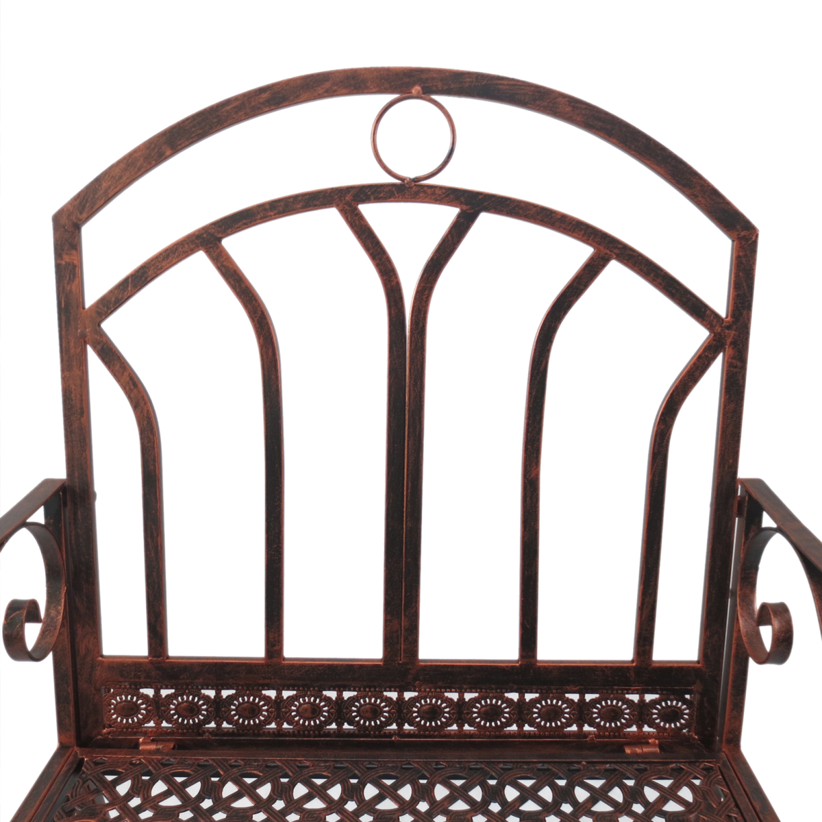 Outsunny Bronze Metal 2-in-1 Outdoor Rocking Chair Bench with Armrests