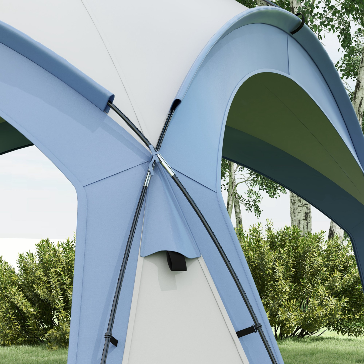Outsunny Outdoor Gazebo Party Tent, Garden Event Shelter, White and Light Blue