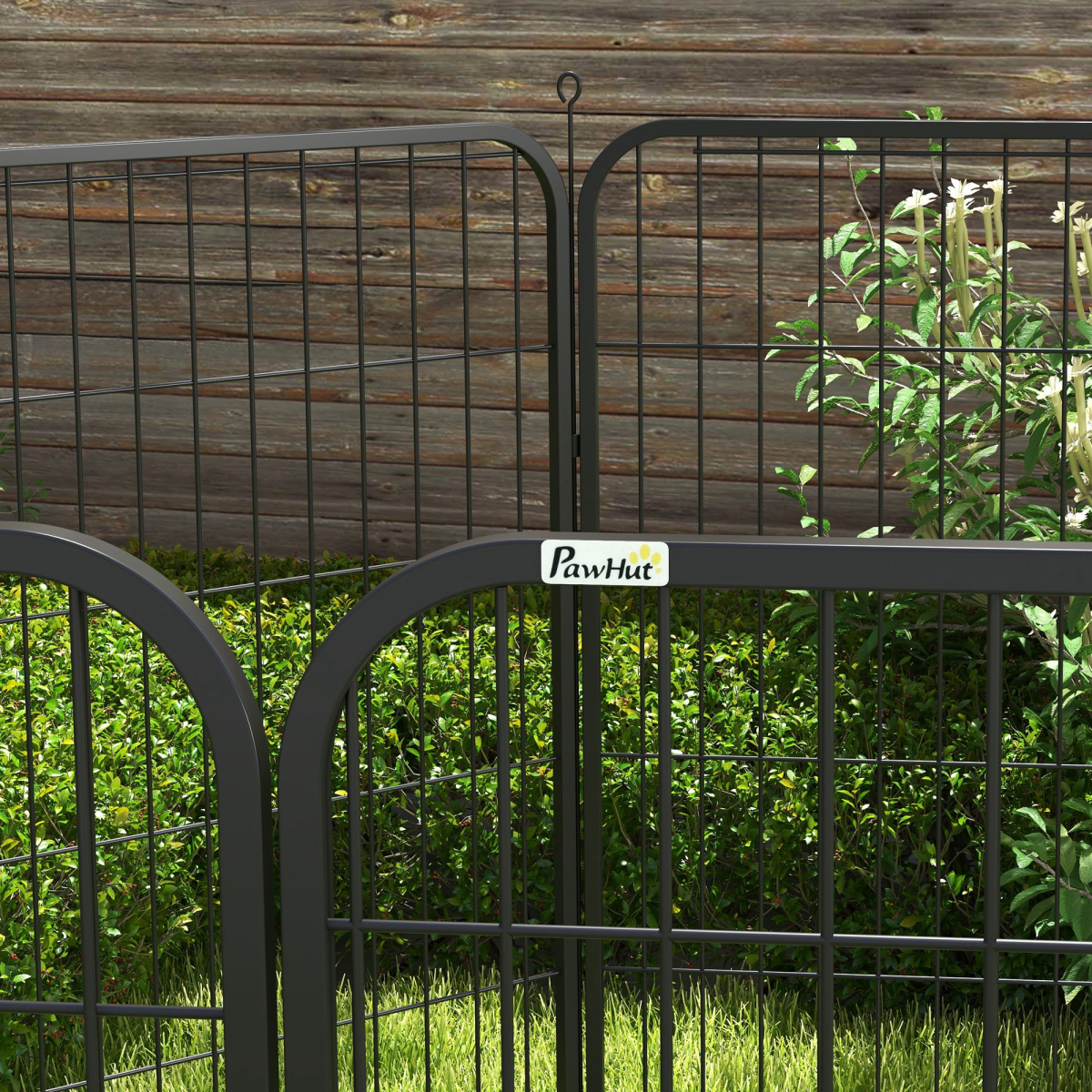 PawHut Folding Metal Pet Playpen with 8 Panels, Hinged Door, Double Latch, Indoor and Outdoor Use