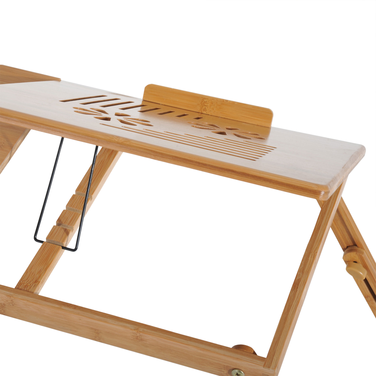 Portable Adjustable Bamboo Laptop Bed Tray Table with Drawer and Cup Slot