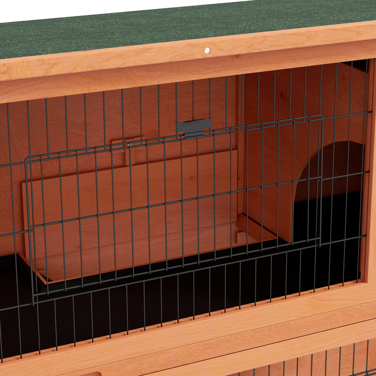 PawHut Wooden Outdoor Rabbit Hutch for 1-2 Rabbits, Antiseptic Fir Wood, Steel Wire, Orange