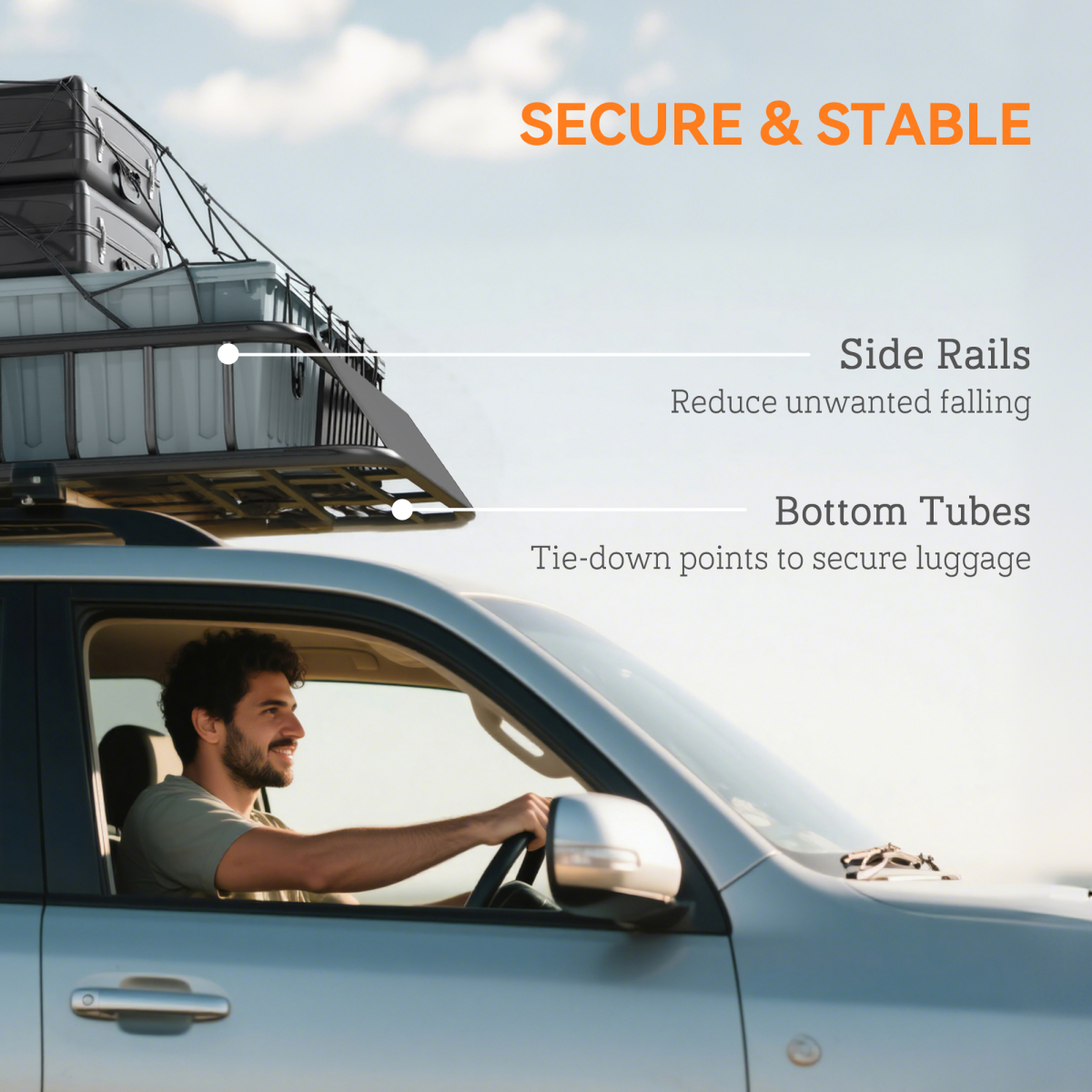 HOMCOM Steel Universal Roof Rack Basket, 90.7 kg Cargo Carrier