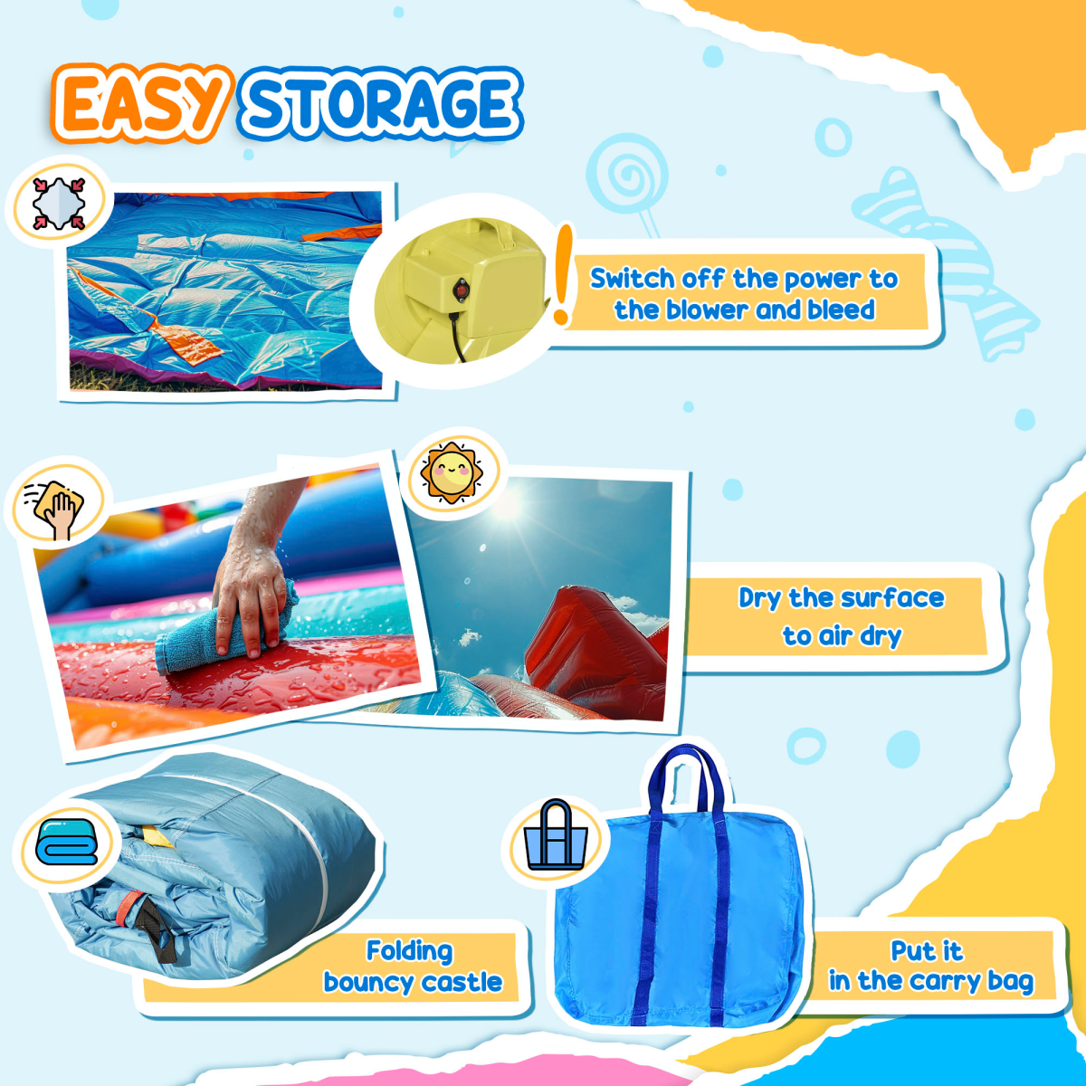 Kids Inflatable Bouncy Castle with Slide, Pool, Trampoline & Blower