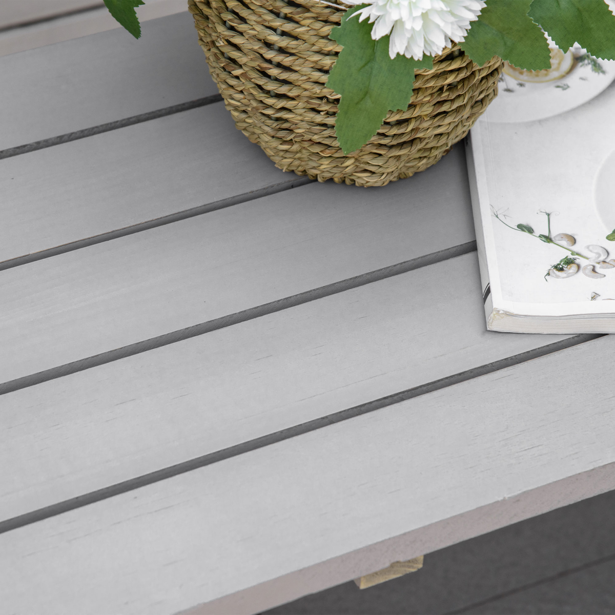 Outsunny 2-Seater Solid Fir Wood Garden Bench with Wagon Wheel Armrests, High Back, Grey