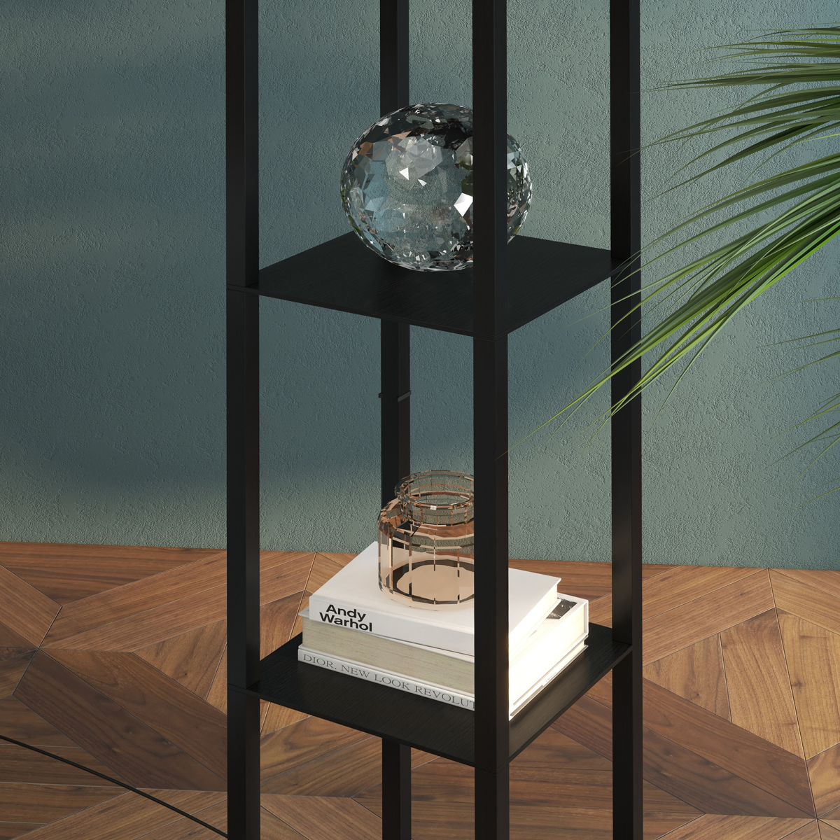 HOMCOM Shelf Floor Lamp, 4-Tier Open Shelves, 26L x 26W x 160Hcm