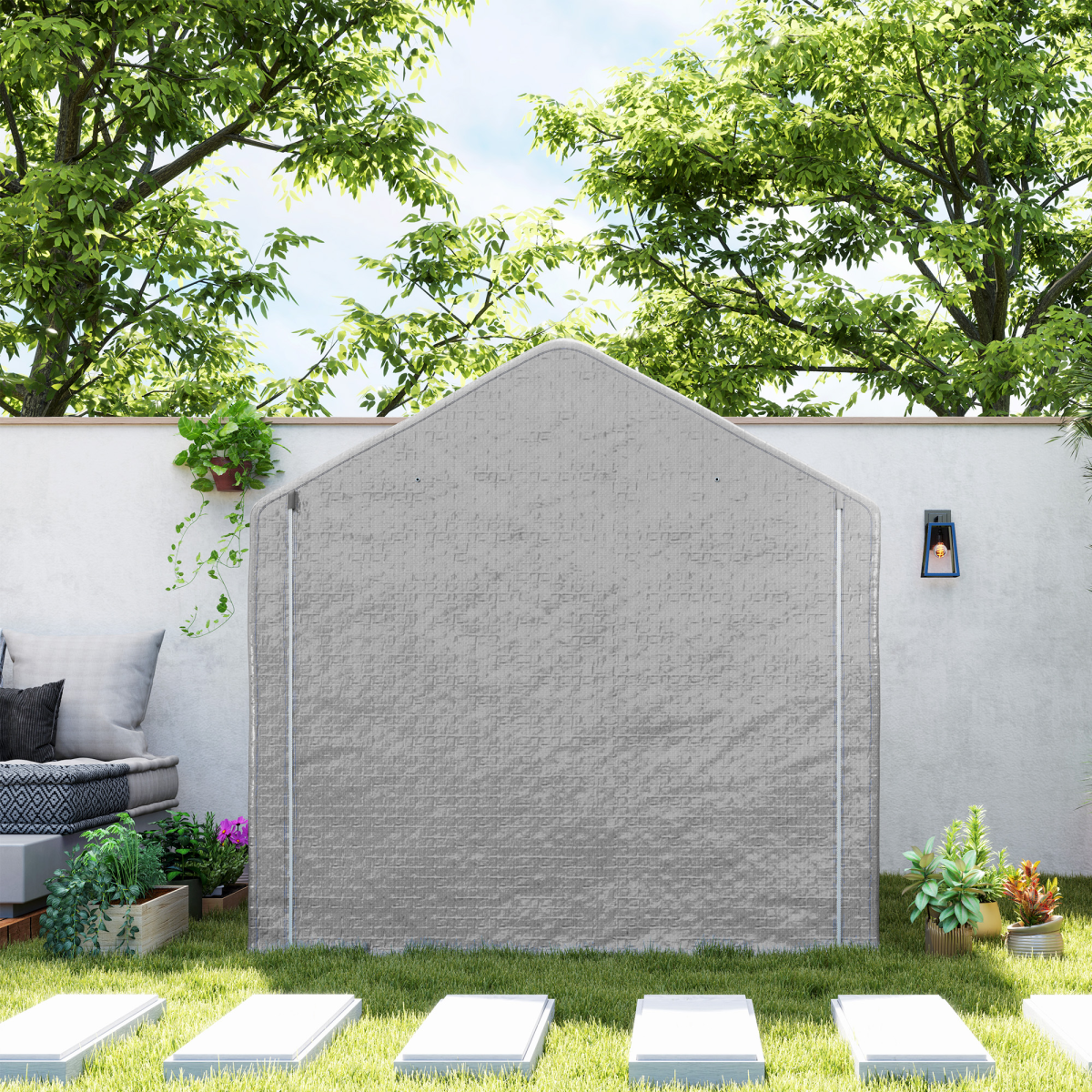 Outsunny Grey Temporary Storage Tent, Waterproof Steel Frame