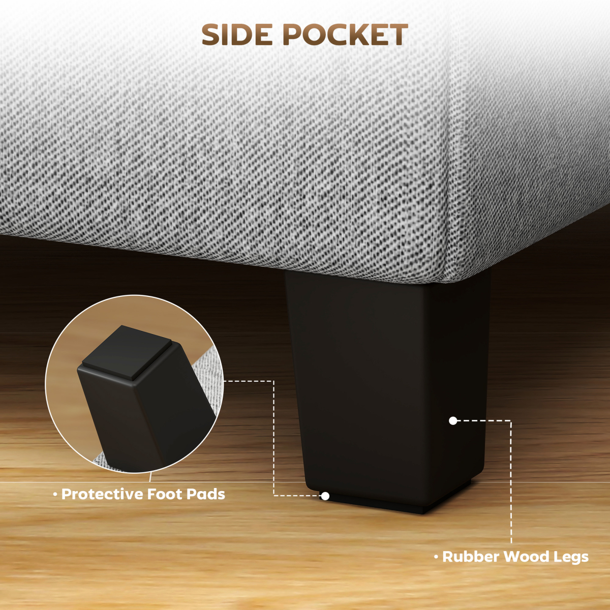 HOMCOM Small Square Ottoman Footstool with Padded Seat, Light Grey
