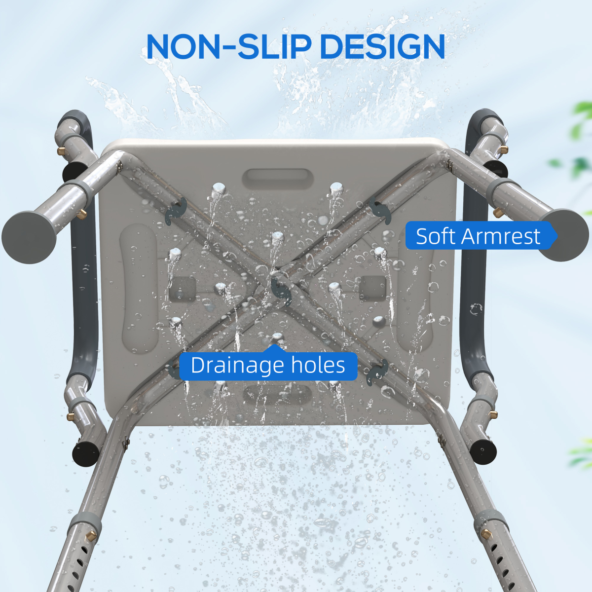 HOMCOM Adjustable Aluminium Bath Chair, Rust-Free, Grey