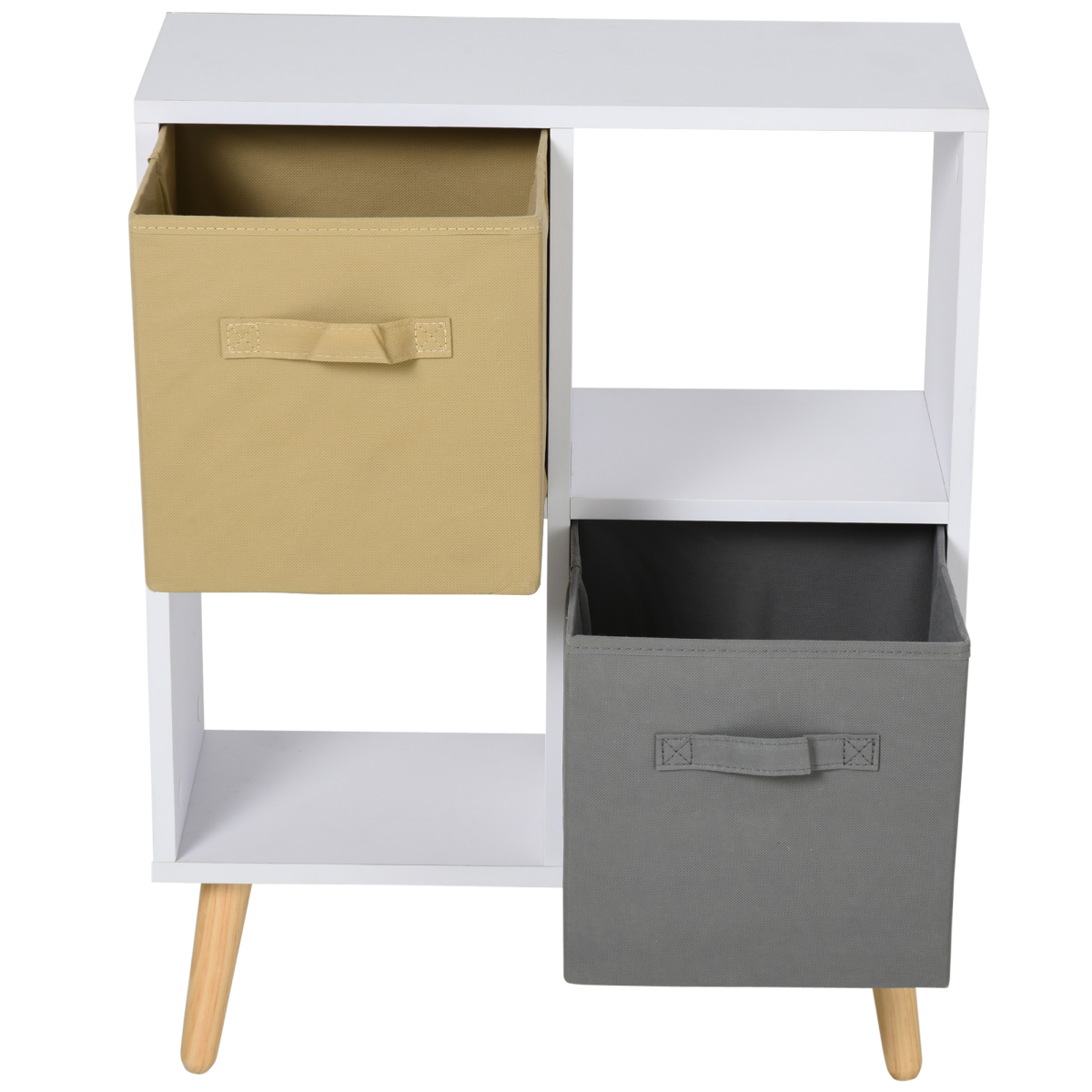 Freestanding 4-Cube Storage Cabinet Bookcase with 2 Fabric Drawers