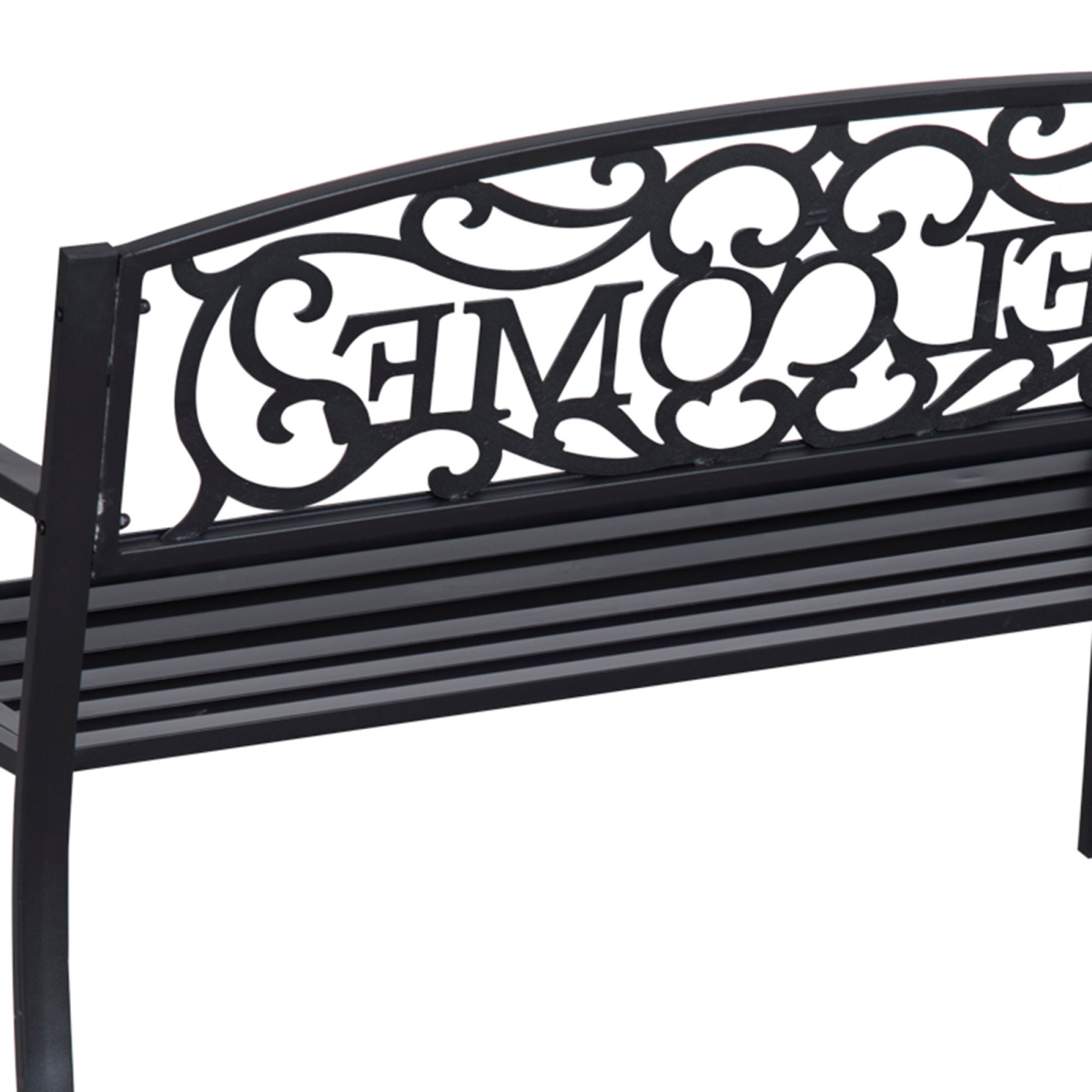 Outsunny 2-Seater Steel Garden Bench, Black