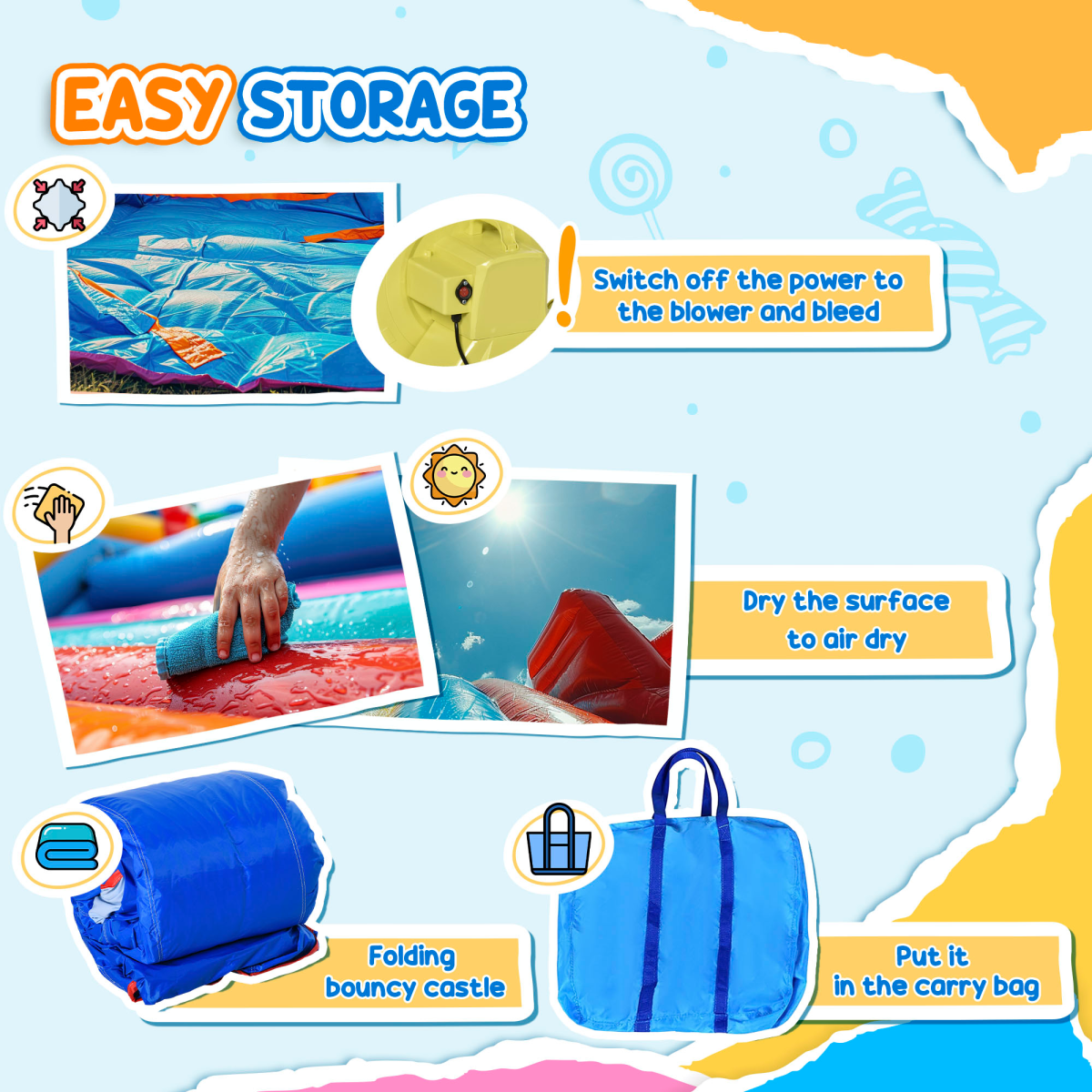 Outsunny 5-in-1 Bouncy Castle Inflatable Play Centre with Blower, Slide, Pool, Trampoline, Climbing Wall and Basketball Hoop, for Ages 3-8 Years