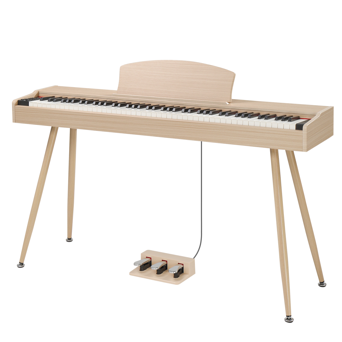 Glarry GDP-203 88 Key Standard Full Weighted Keyboards Digital Piano with Metal Stand, Power Adapter, Triple Pedals, Headphone, for All Experience Levels Natural Technology Wood Color