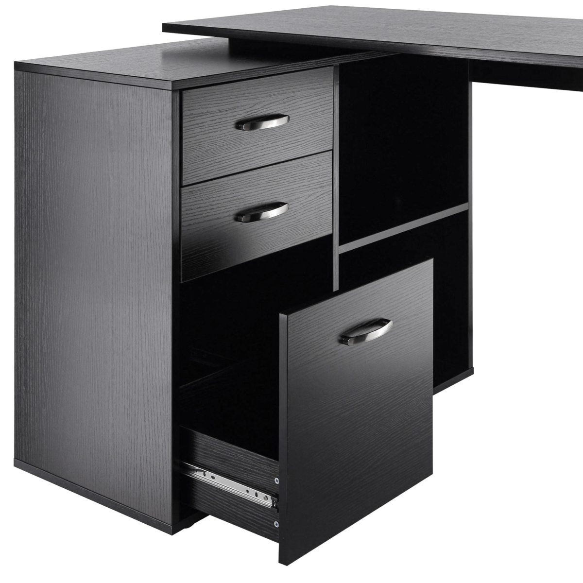 HOMCOM L Shape Computer Desk Workstation with Drawer Shelf File Cabinet, Home Office Desk