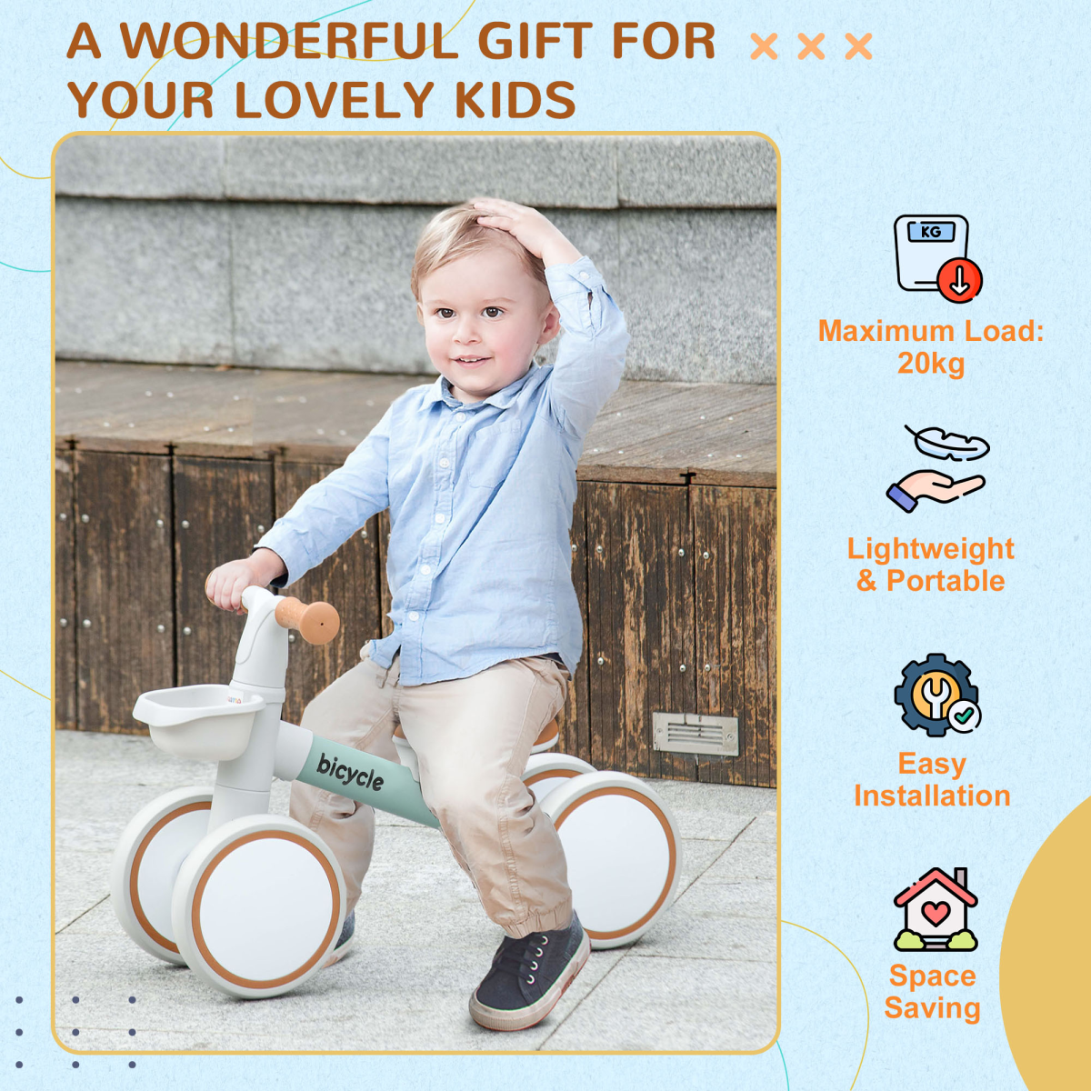 AIYAPLAY Adjustable Kids Balance Bike for Ages 1-3, Green